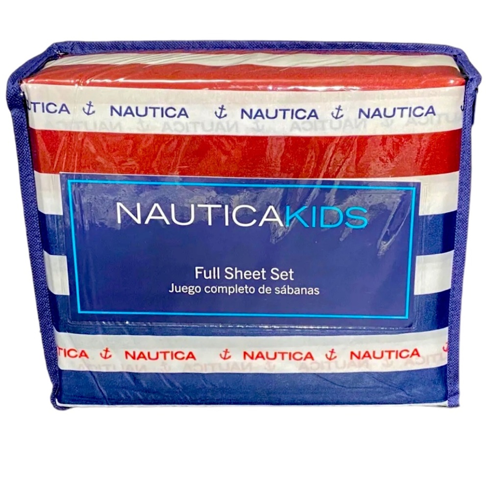 Nautica‎ RED WHITE BLUE Stripes Full Sheet Set Americana